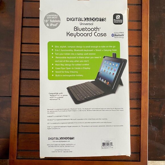 Digital Gadgets Universal Bluetooth Keyboard Case For 10" Tablets & iPad NEW - Picture 4 of 10
